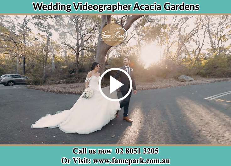 Bride and Groom walking at the park Acacia Gardens NSW 2763