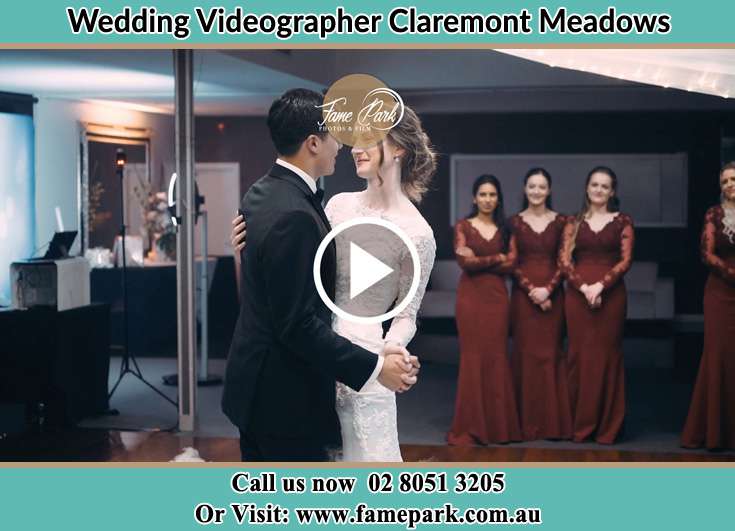 Bride and Groom look at each other at the dance floor Claremont Meadows NSW 2747