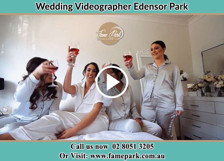 Bride and her secondary sponsors during pajama party Edensor Park NSW 2176