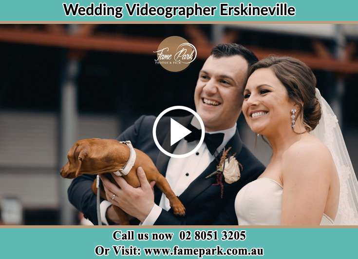 Bride and Groom with their dog at the bay other Erskineville NSW 2043