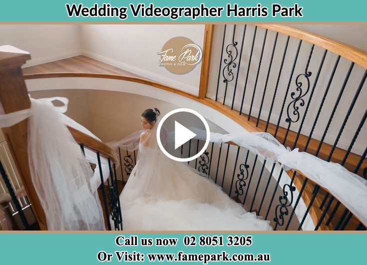 Bride walking down the staircase Harris Park NSW 2150