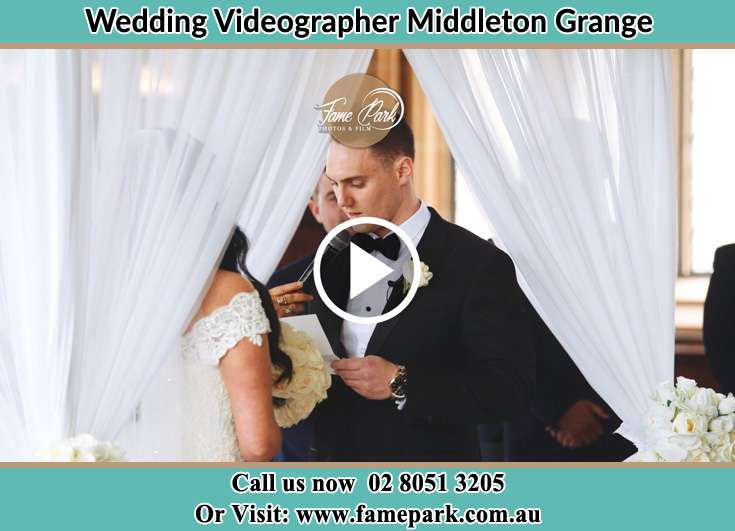 Bride and Groom during the ceremony Middleton Grange NSW 2171