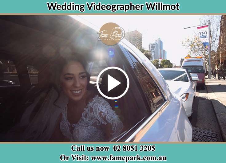 The Bride smiling inside the bridal car Willmot NSW 2770